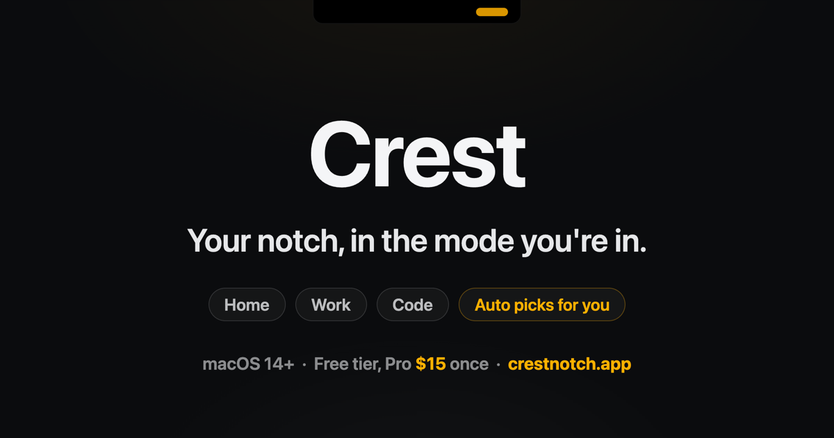 Crest: the Mac notch app with modes cover