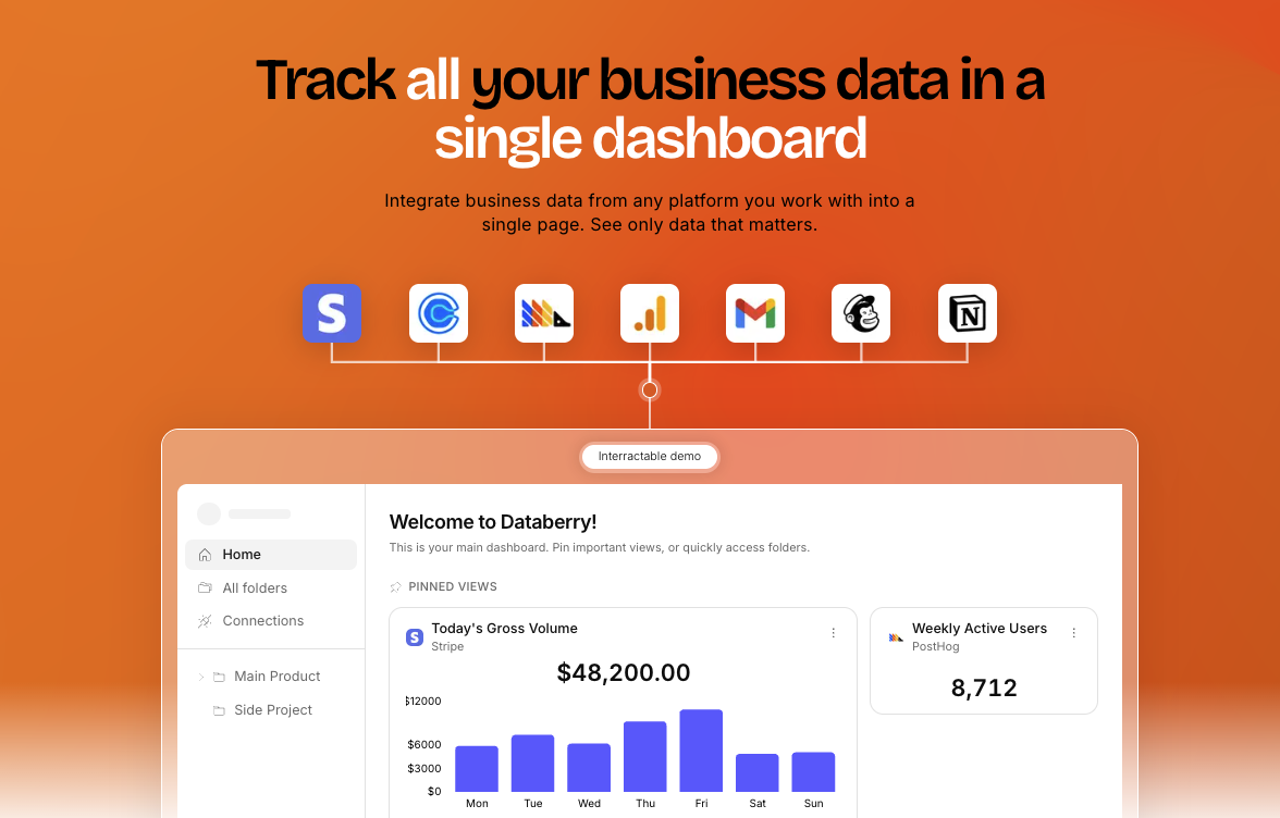 Databerry - #1 startup dashboard. cover